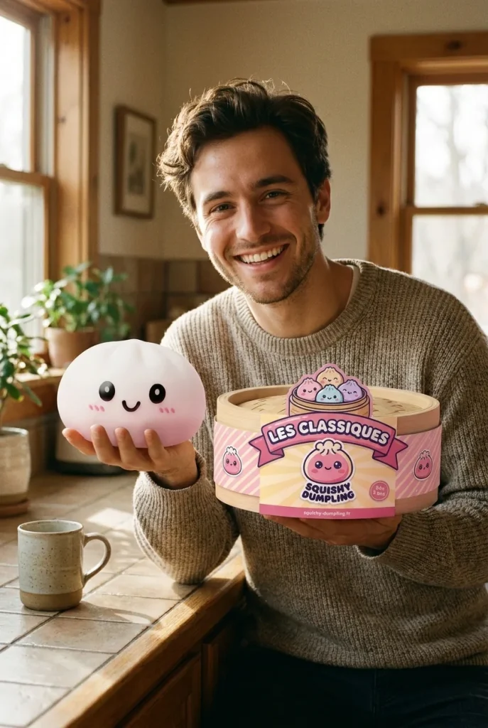Dumpling Squishy Śnieżnobiały z pudełkiem