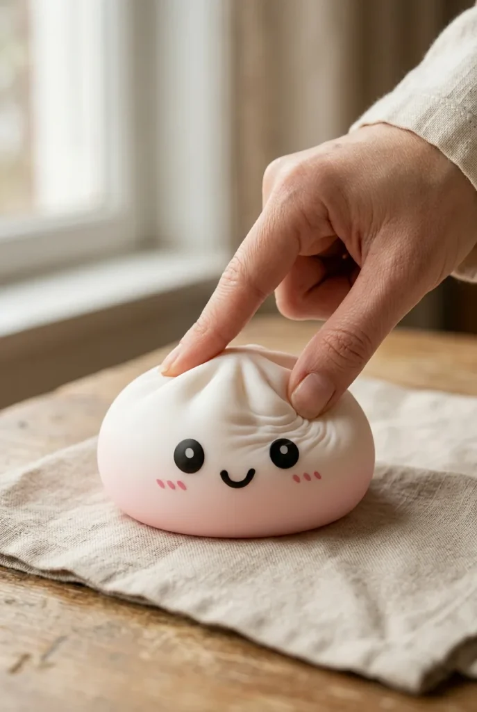 Dumpling Squishy Śnieżnobiały podczas ściskania