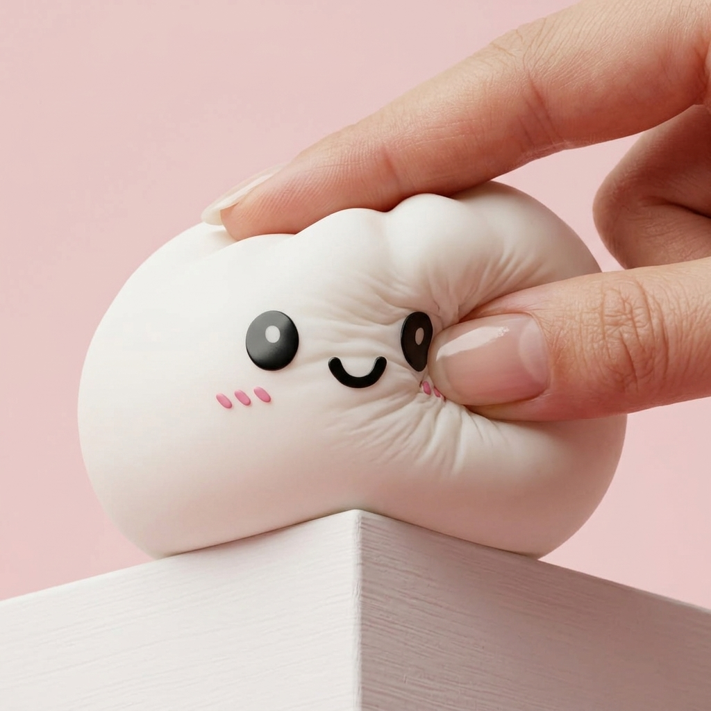 Dumpling Squishy Śnieżnobiały efekt slow-rise w akcji