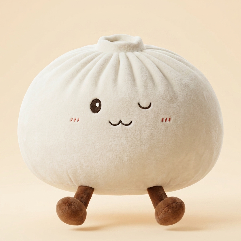 Dumplings Squishy Toy XXL Biały w dłoni — porównanie rozmiaru