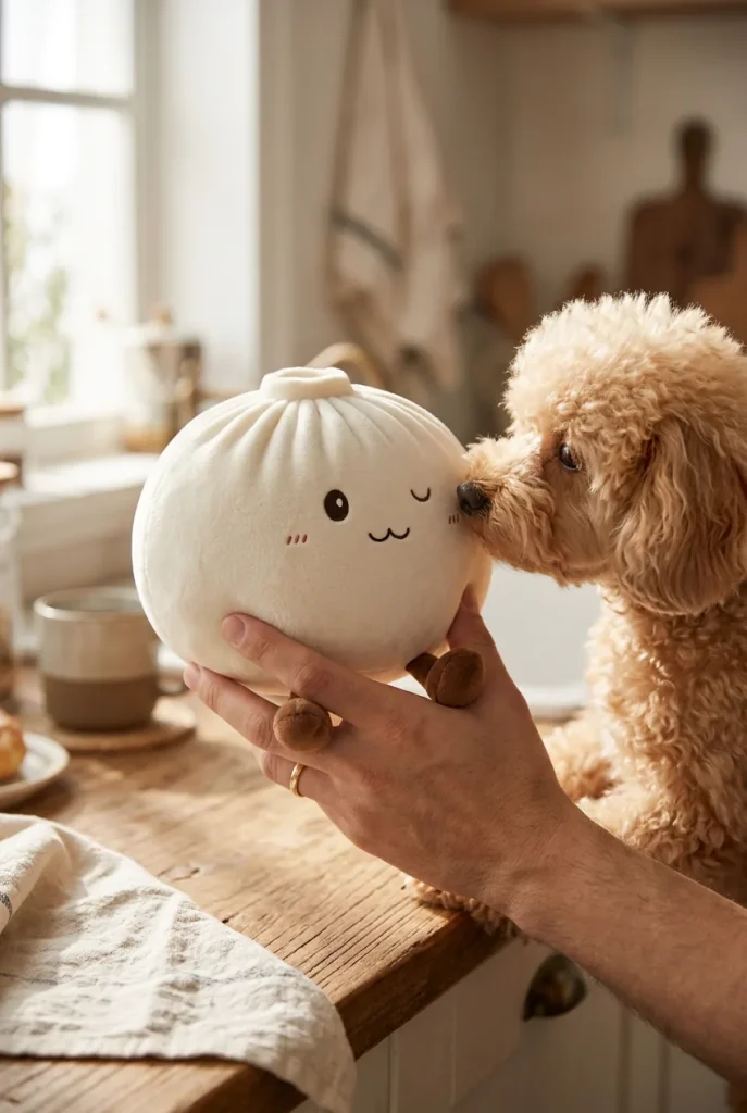 Dumplings Squishy Toy XXL Biały z pluszakiem