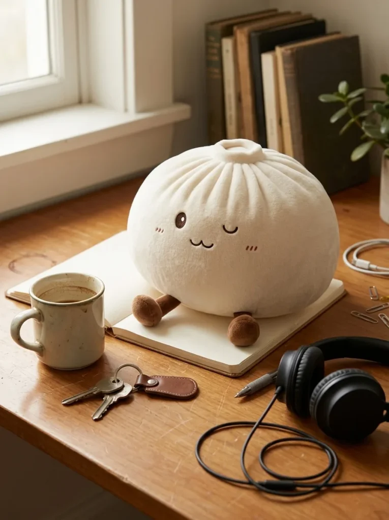 Dumplings Squishy Toy XXL Biały na biurku