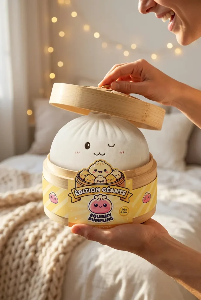 Dumplings Squishy Toy XXL Biały podczas rozpakowywania