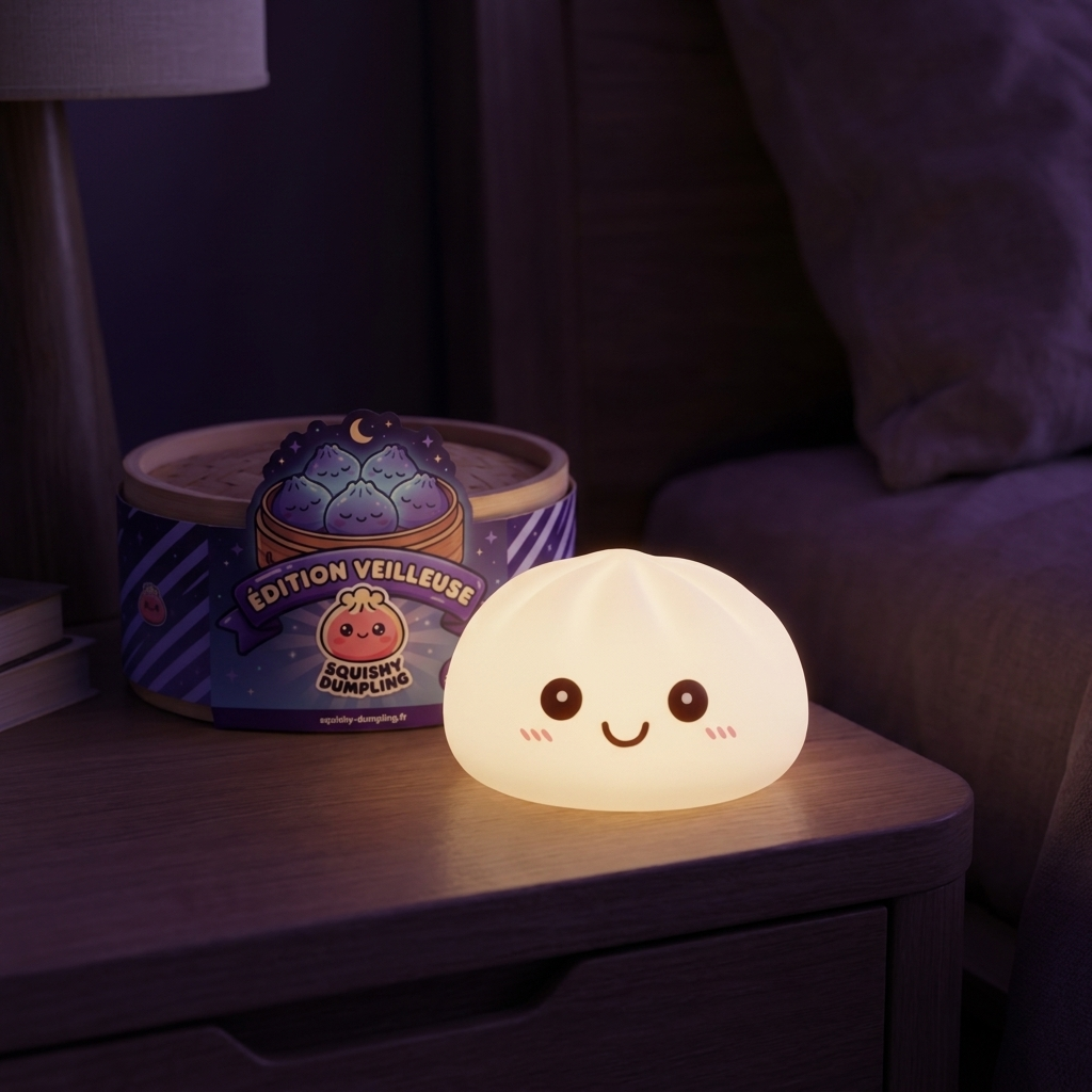 Dumpling Squishy Lampka Nocna Biały Księżyc w codziennej aranżacji
