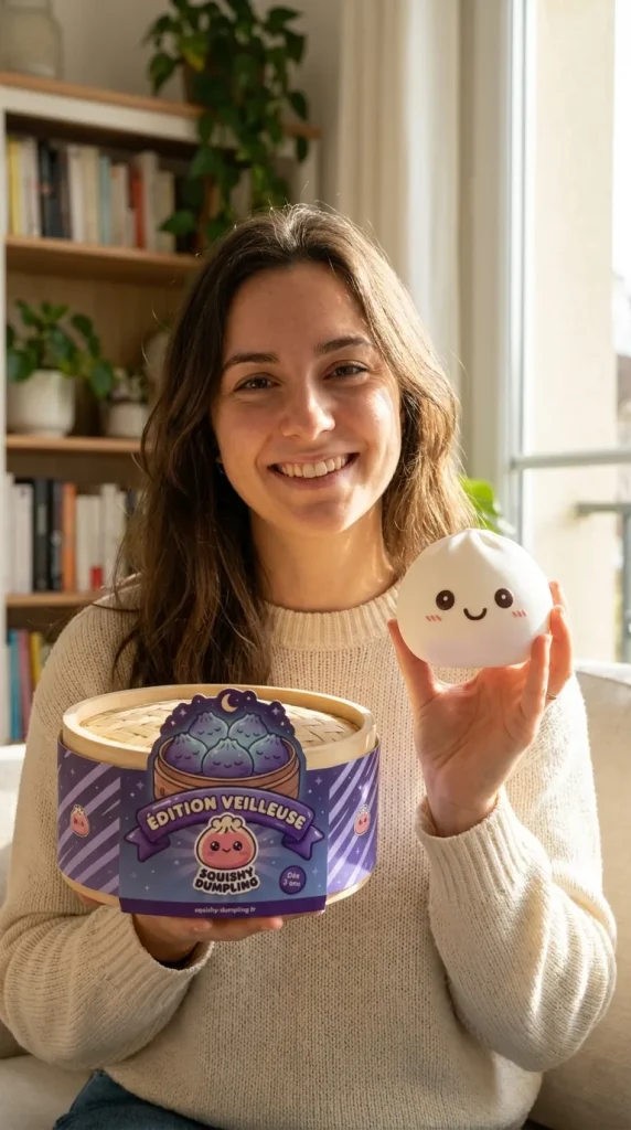 Dumpling Squishy Lampka Nocna Biały Księżyc z pudełkiem