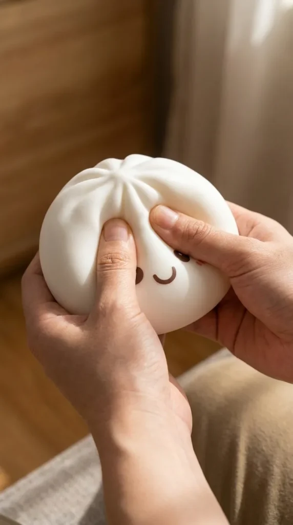 Dumpling Squishy Lampka Nocna Biały Księżyc podczas ściskania