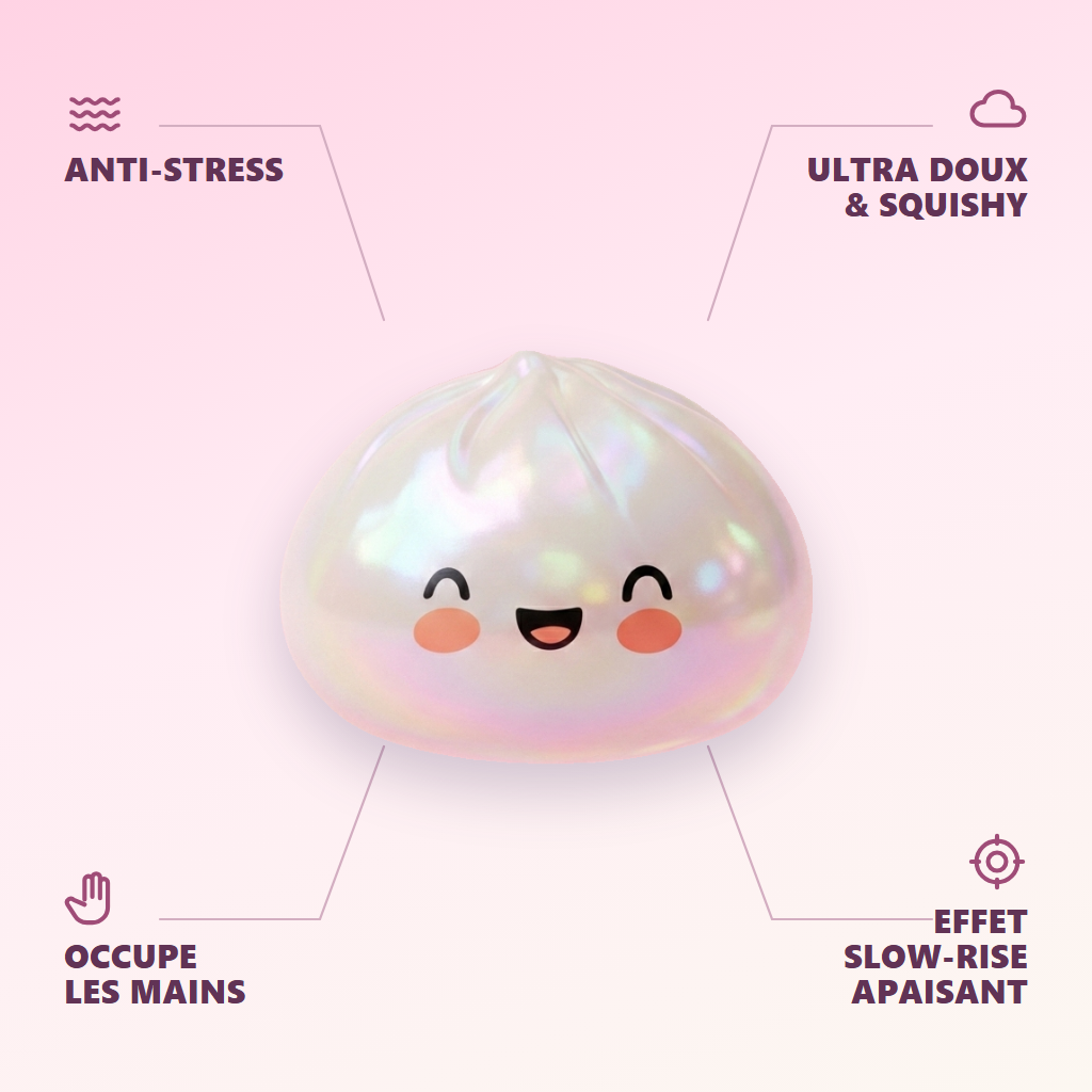 Dumpling Squishy Biały Obłok infografika: najważniejsze zalety