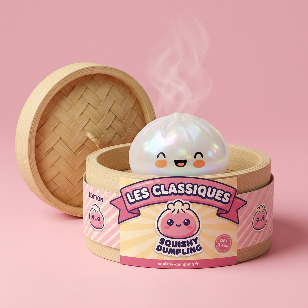 Dumpling Squishy Biały Obłok w bambusowym koszyku