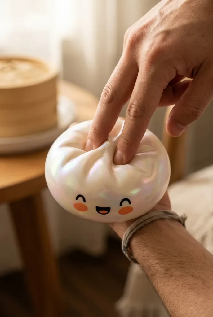 Dumpling Squishy Biały Obłok podczas ściskania