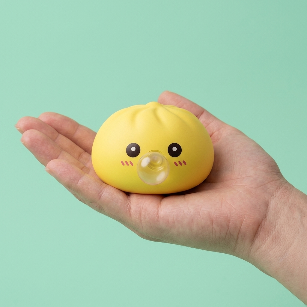 Jumbo Dumpling Squishy Żółty XXL w dłoni — porównanie rozmiaru