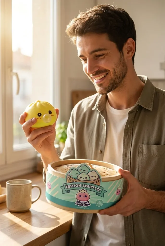 Jumbo Dumpling Squishy Żółty XXL z pudełkiem