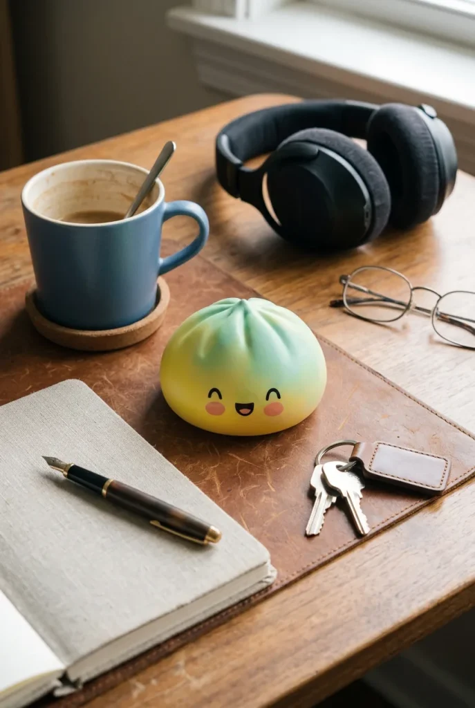 Squishy Dumpling Yellow Fade Żółty Ombre na biurku