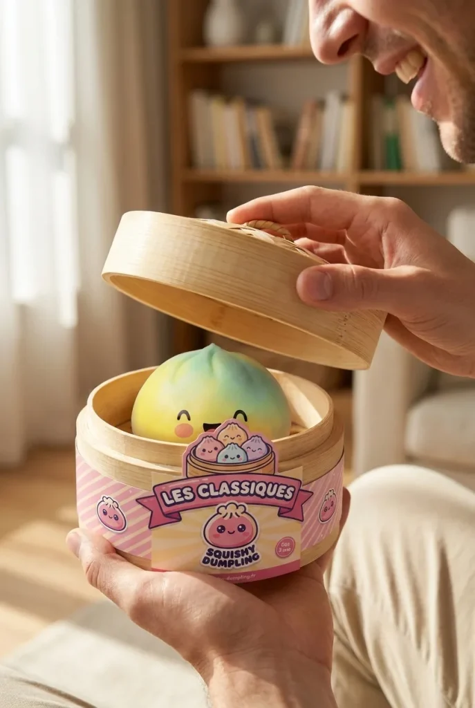 Squishy Dumpling Yellow Fade Żółty Ombre podczas rozpakowywania