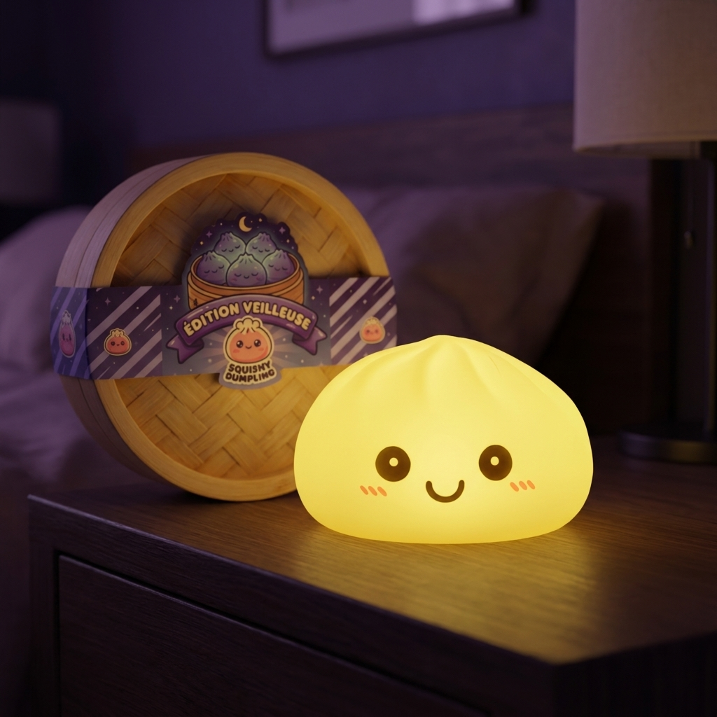 Dumpling Squishy Lampka Nocna Słoneczny Żółty w codziennej aranżacji