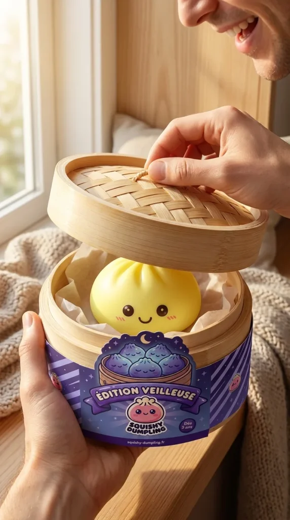 Dumpling Squishy Lampka Nocna Słoneczny Żółty podczas rozpakowywania