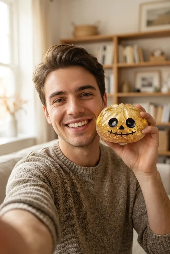Dumpling Squishy Zombie Halloween Glitter Złoty na co dzień