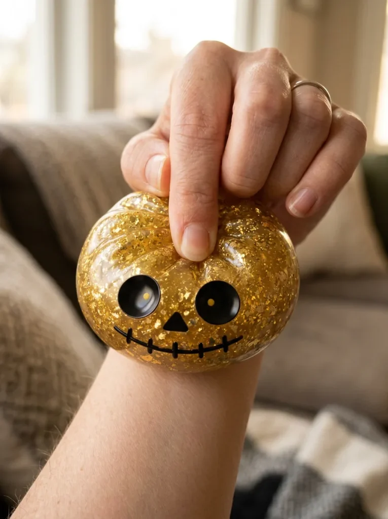 Dumpling Squishy Zombie Halloween Glitter Złoty podczas ściskania