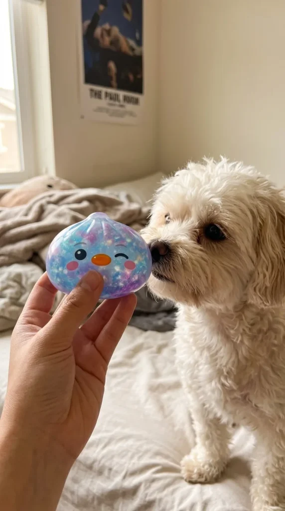 Squishy Dumpling Pingwin Niebieski Galaxy z pluszakiem
