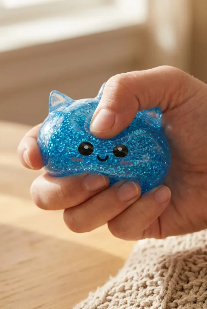 Dumpling Squishy Jednorożec Glitter Niebieski podczas ściskania