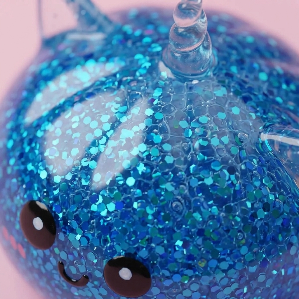 Dumpling Squishy Jednorożec Glitter Niebieski makro tekstury pianki