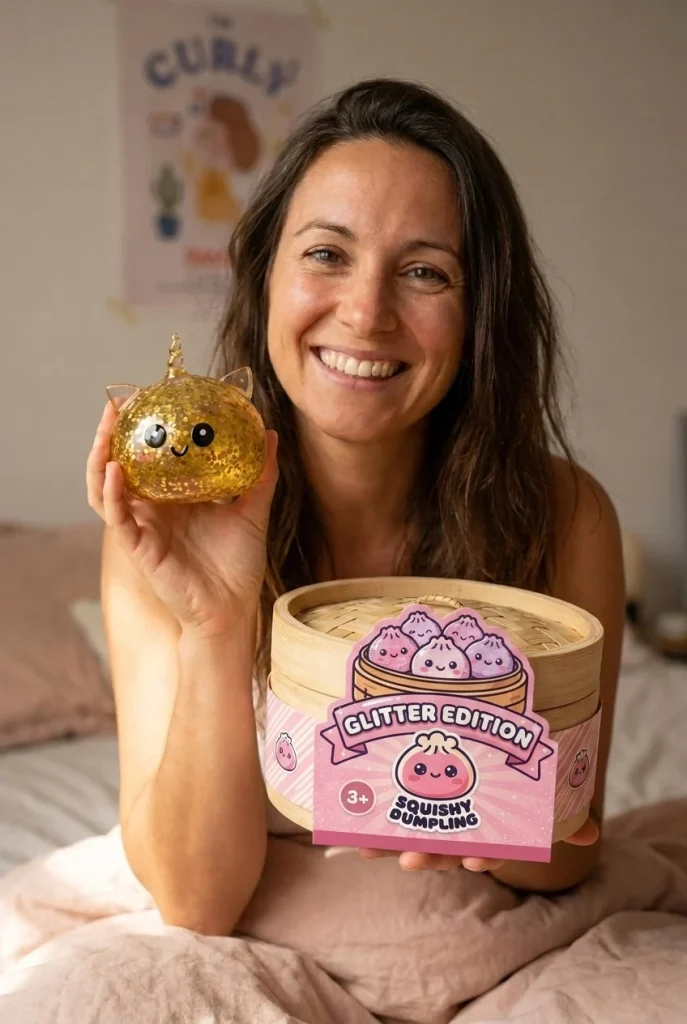 Dumpling Squishy Jednorożec Glitter Złoty z pudełkiem