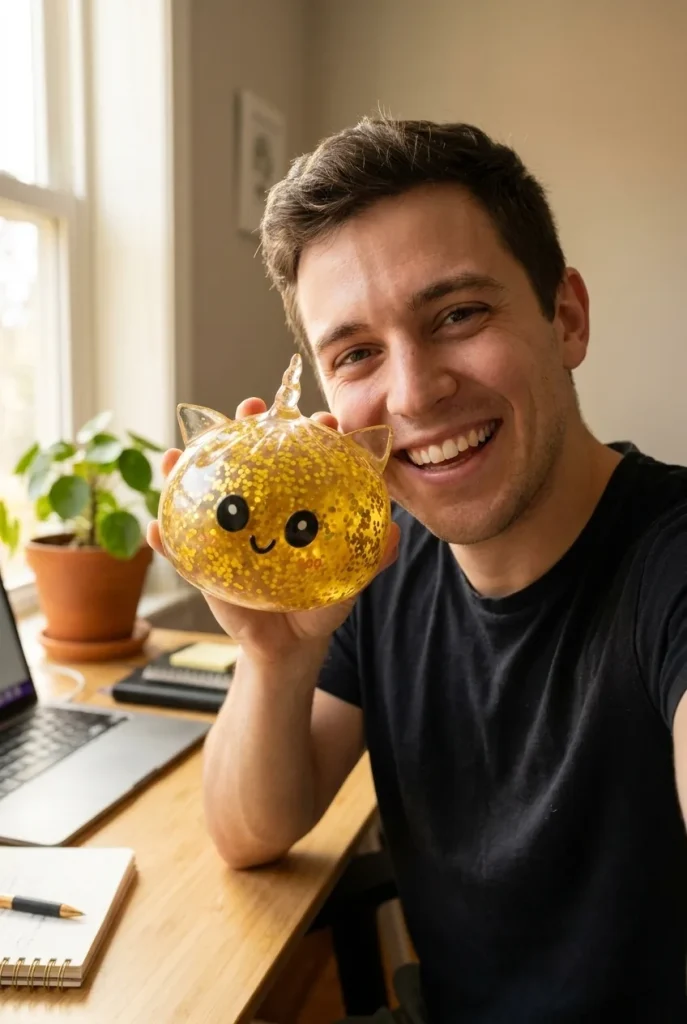 Dumpling Squishy Jednorożec Glitter Złoty na co dzień