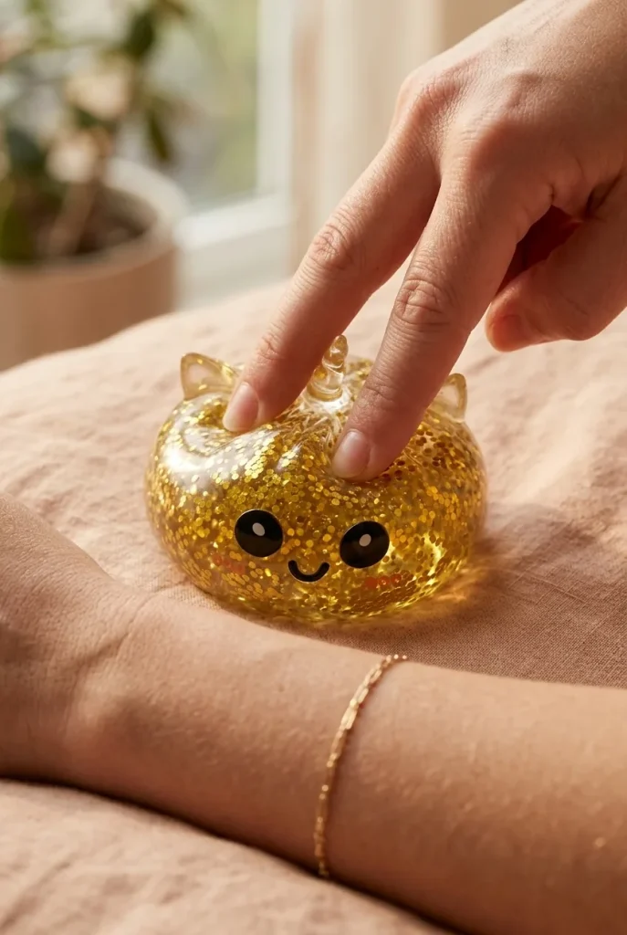 Dumpling Squishy Jednorożec Glitter Złoty podczas ściskania
