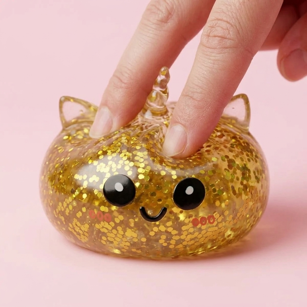 Dumpling Squishy Jednorożec Glitter Złoty ściskany w dłoni