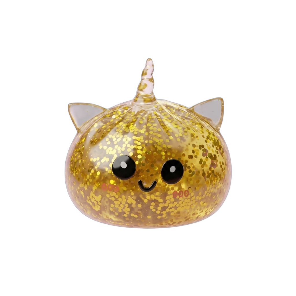 Dumpling Squishy Jednorożec Glitter Złoty ściskany w dłoni