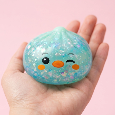 Dumpling Squishy Pingwin Mrożona Mięta w dłoni — porównanie rozmiaru