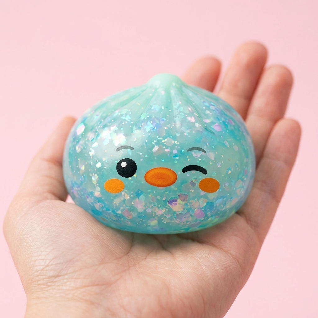 Dumpling Squishy Pingwin Mrożona Mięta w dłoni — porównanie rozmiaru