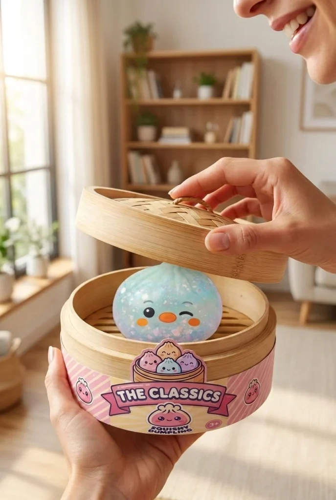 Dumpling Squishy Pingwin Mrożona Mięta podczas rozpakowywania