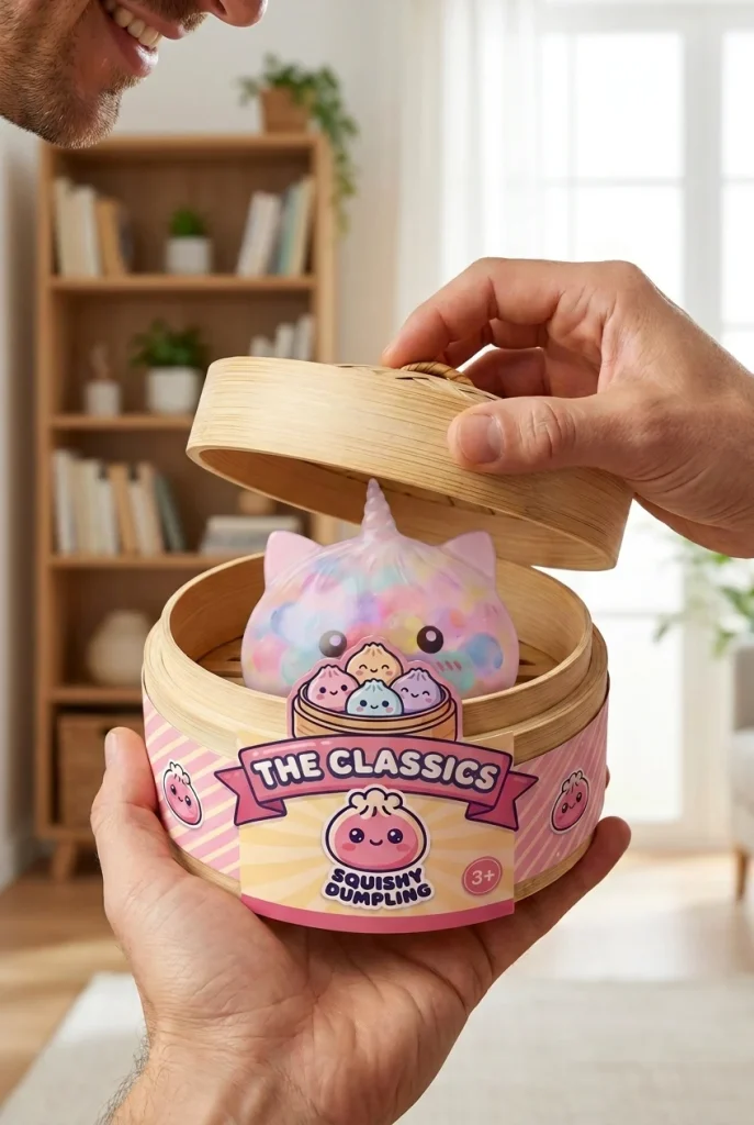 Squishy Dumpling Bubble Jednorożec Pastel podczas rozpakowywania