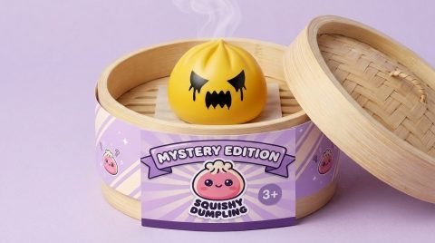 Squishy Dumpling Duch Mystery w bambusowym koszyku