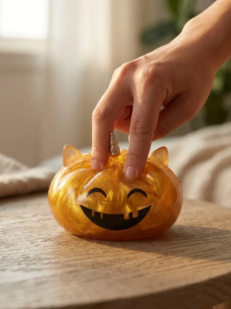 Dumpling Squishy Mystery Halloween Rogaty Jednorożec podczas ściskania