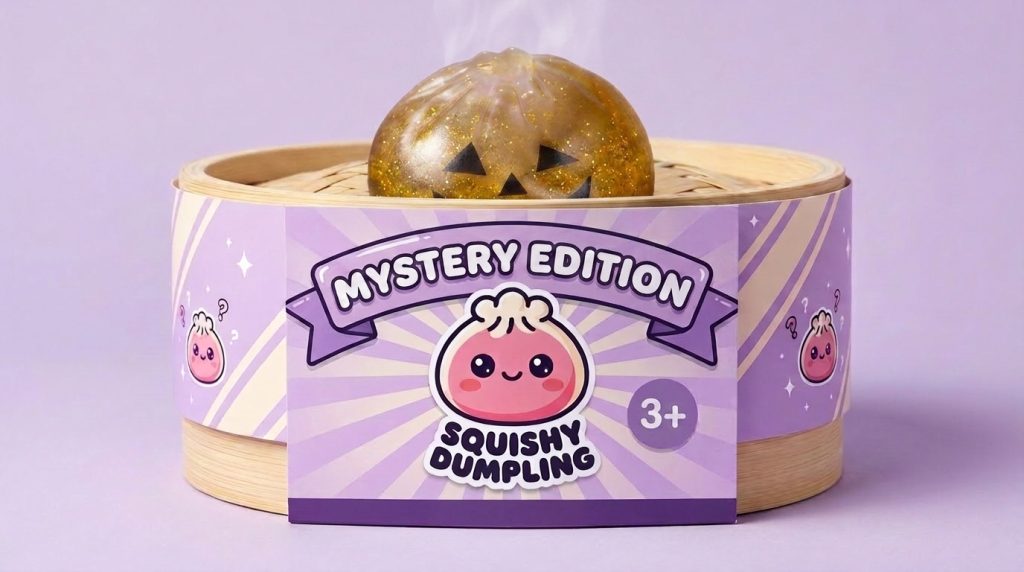 Squishy Dumpling Vampire Mystery Karmazynowy w bambusowym koszyku
