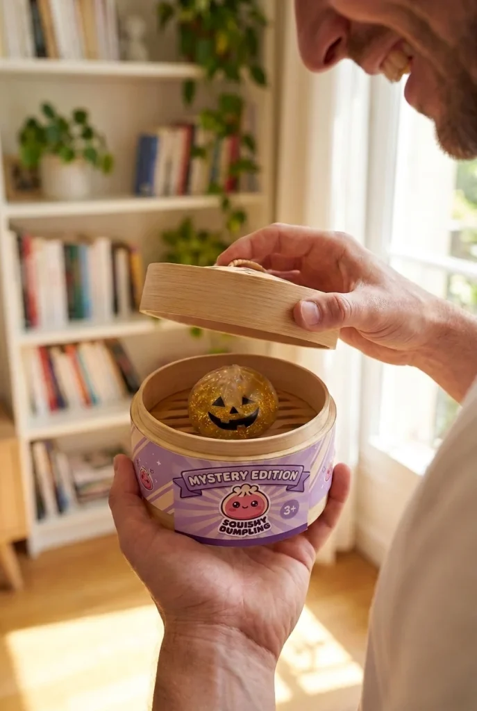 Squishy Dumpling Vampire Mystery Karmazynowy podczas rozpakowywania
