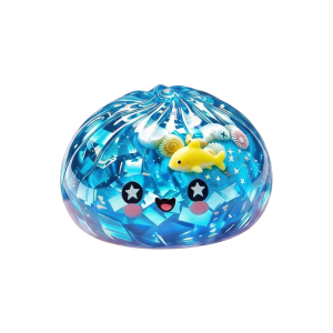 Squishy Dumpling Glitter Ocean Rafa Koralowa ściskany w dłoni