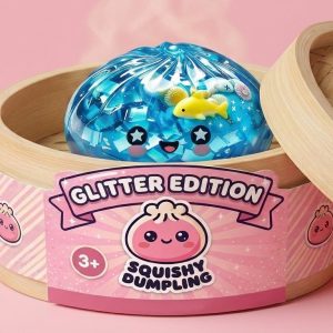 Squishy Dumpling Glitter Ocean Rafa Koralowa w bambusowym koszyku