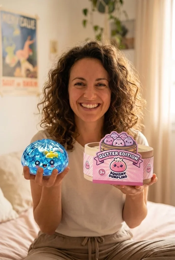 Squishy Dumpling Glitter Ocean Rafa Koralowa z pudełkiem