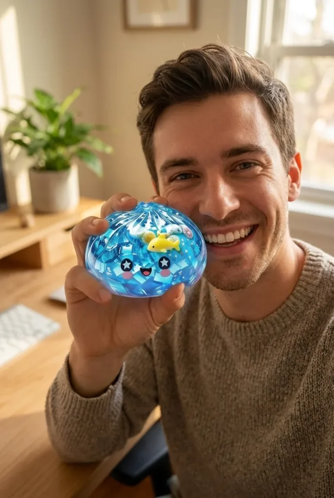 Squishy Dumpling Glitter Ocean Rafa Koralowa na co dzień