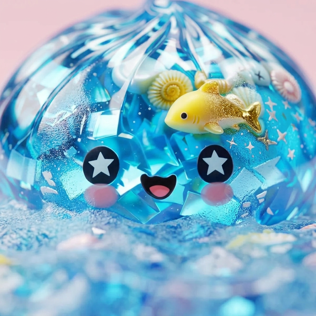 Squishy Dumpling Glitter Ocean Rafa Koralowa makro tekstury pianki