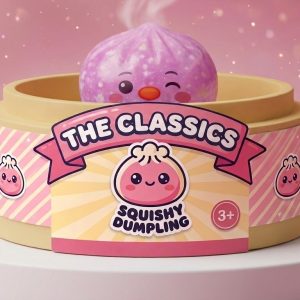 Squishy Dumpling Pingwin Cukierkowy Róż w bambusowym koszyku