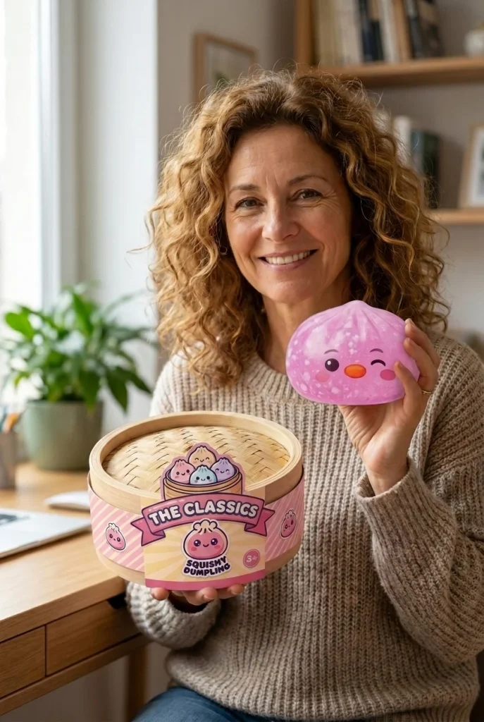 Squishy Dumpling Pingwin Cukierkowy Róż z pudełkiem