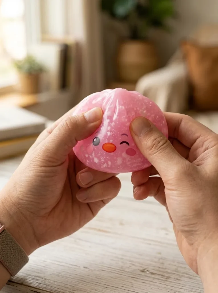 Squishy Dumpling Pingwin Cukierkowy Róż podczas ściskania