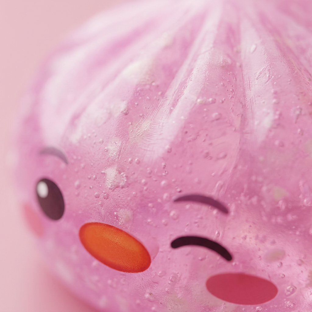 Squishy Dumpling Pingwin Cukierkowy Róż makro tekstury pianki