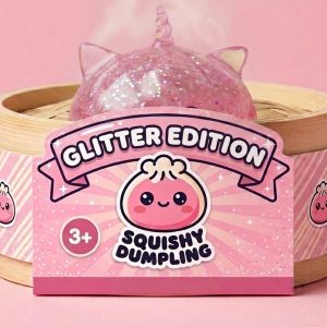 Dumpling Squishy Glitter Jednorożec Różowy w bambusowym koszyku