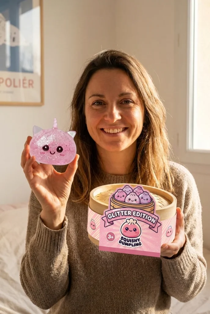 Dumpling Squishy Glitter Jednorożec Różowy z pudełkiem