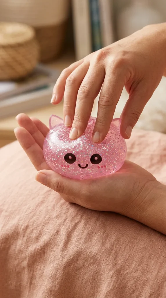 Dumpling Squishy Glitter Jednorożec Różowy podczas ściskania