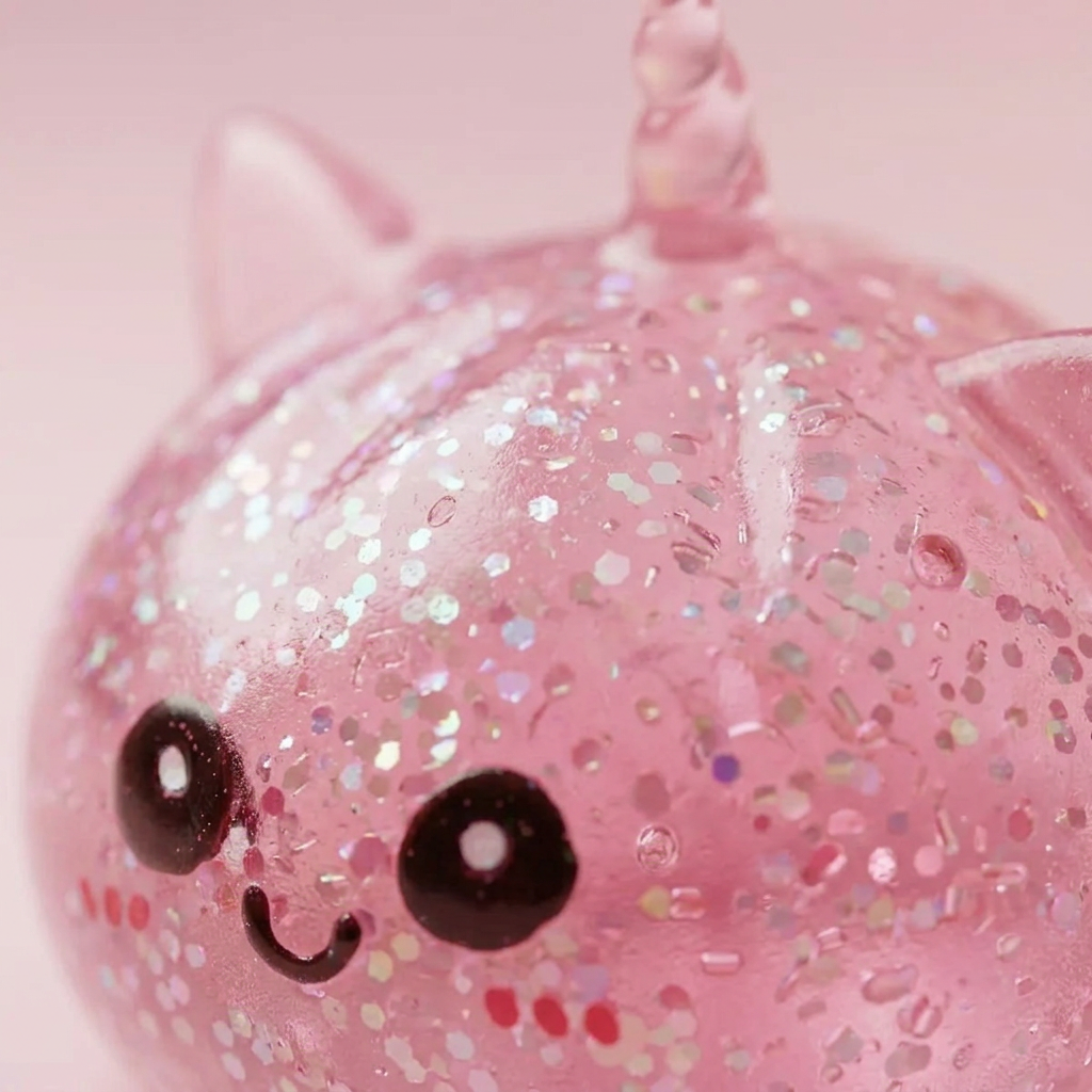 Dumpling Squishy Glitter Jednorożec Różowy makro tekstury pianki